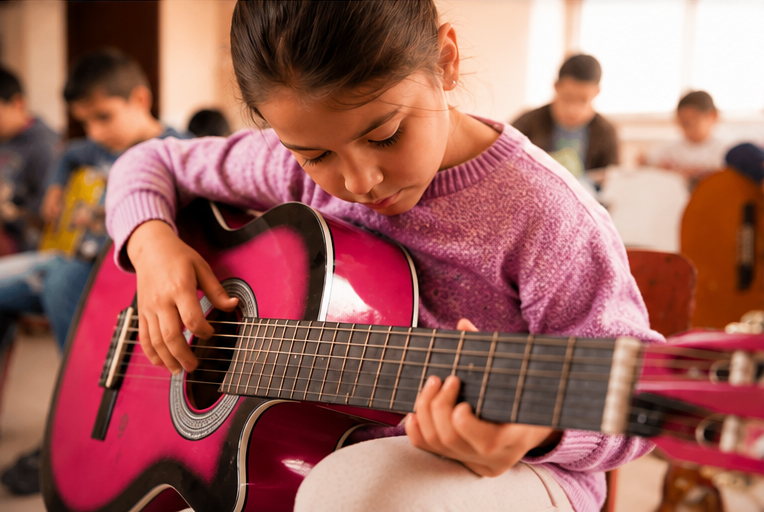 guitarra niña en clases de La Voz Creativa